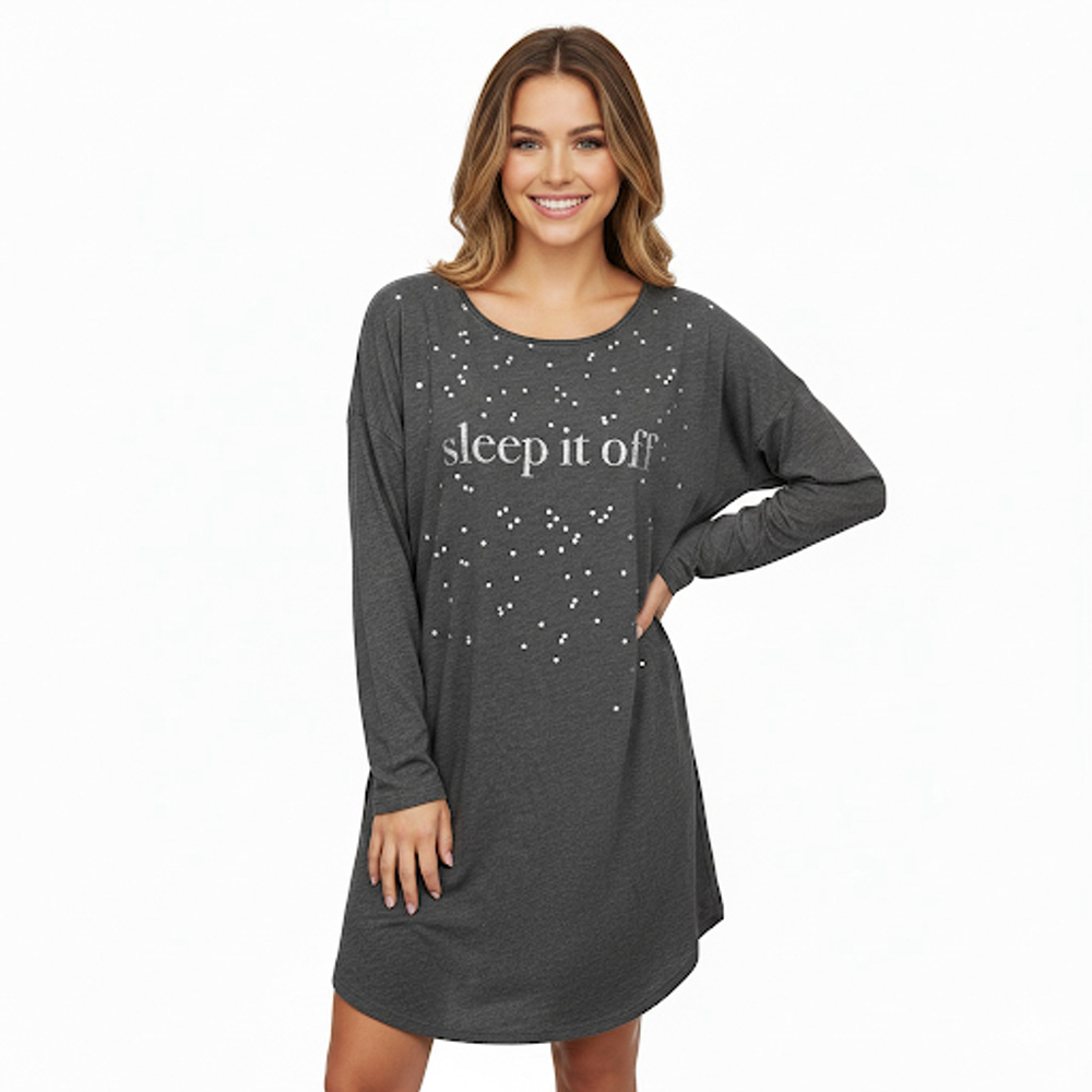 Victoria’s Secret Sleep Shirt Women’s Small Gray Long Sleeve Nightgown